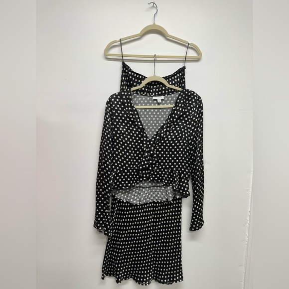 Topshop satin jacquard bias maxi skirt and top in mono polka dot - SET - Picture 7 of 16